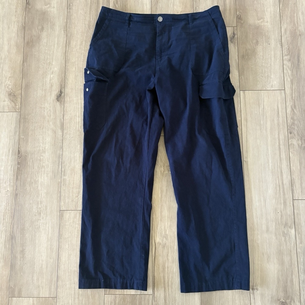 American Tall Women's Navy Blue Straight Leg Cargo Style Pants 20 T